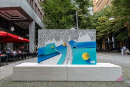 Kunstinstallation am Potsdamer Platz beim Creative Summer Lab 2025 gestaltet von Ennicolor